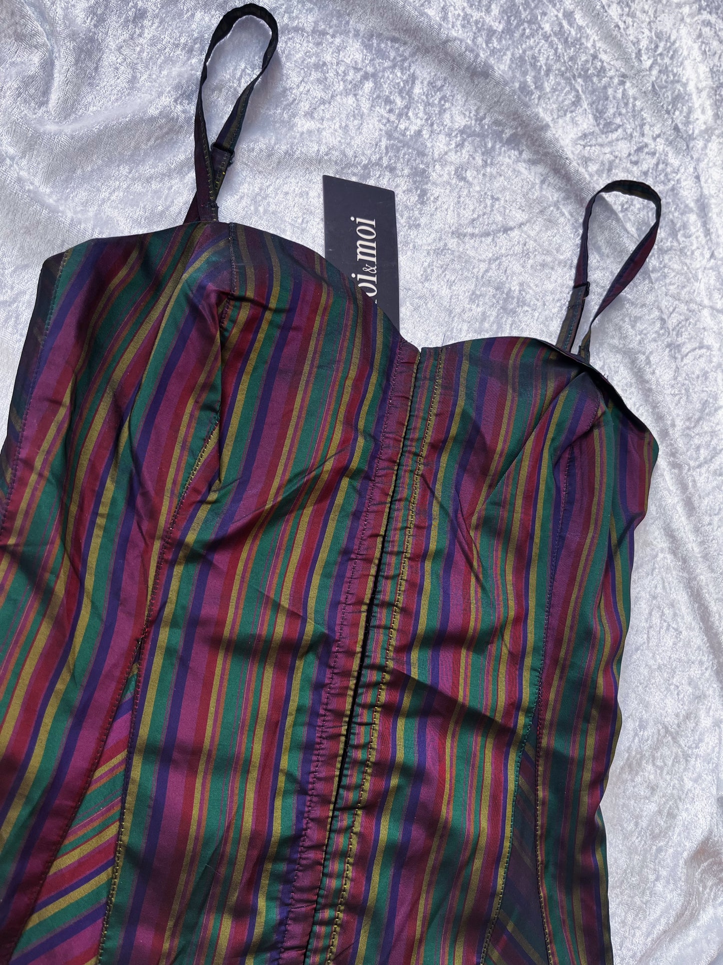 00’s deadstock Toi&Moi jester striped corset 🃏🎪