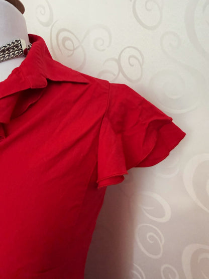 00’s Dark Coquette red cotton shirt 🗝️❣️