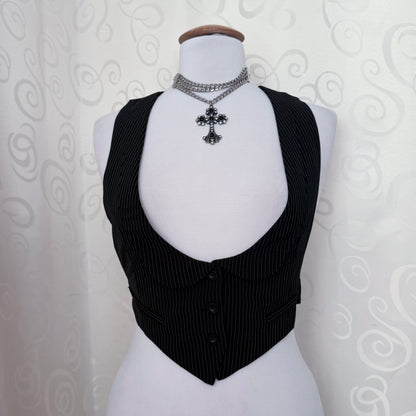 Corporate Goth striped crop vest 🦇