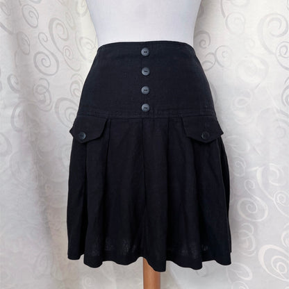 00’s linen black pleated skirt 🕷️🕸️
