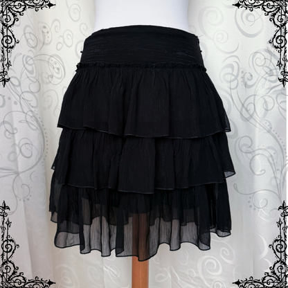 Horror Protagonist/Dark Coquette style black ruffle mesh skirt 🦇