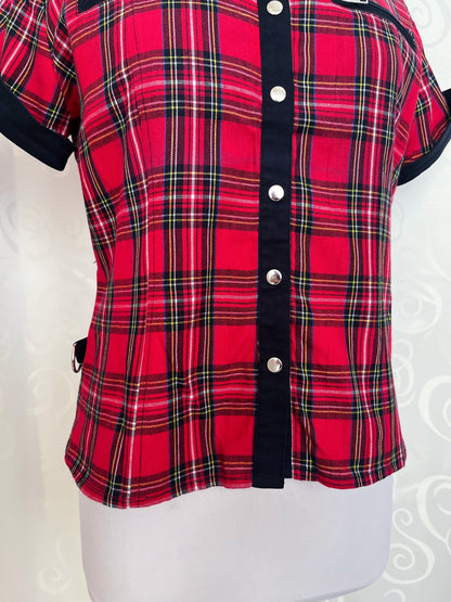 00’s Punk checked cotton shirt with zipper & hoops details 🎸