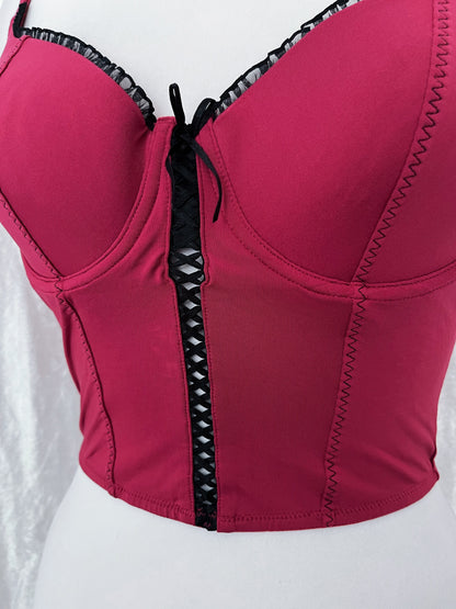 Hot burgundy crop corset top 🎀