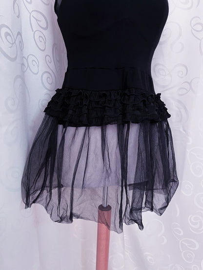 00’s Horror Protagonist / ballerina black top with tulle layering 🕸️🩰