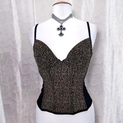 Old H&M leopard print mesh corset 🐆🖤
