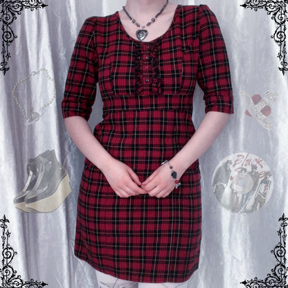 00’s Japanese fashion style cotton plaid dress ❣️