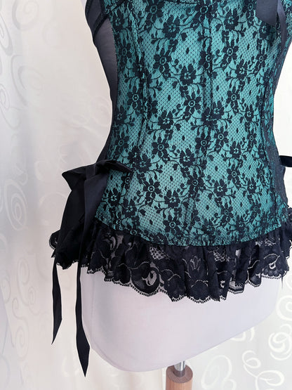 Beautiful whimsy teal bustier top 🫶🌀