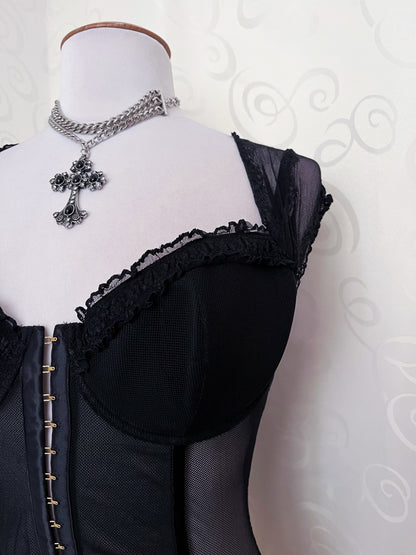 Gothic black mesh corset 🦇
