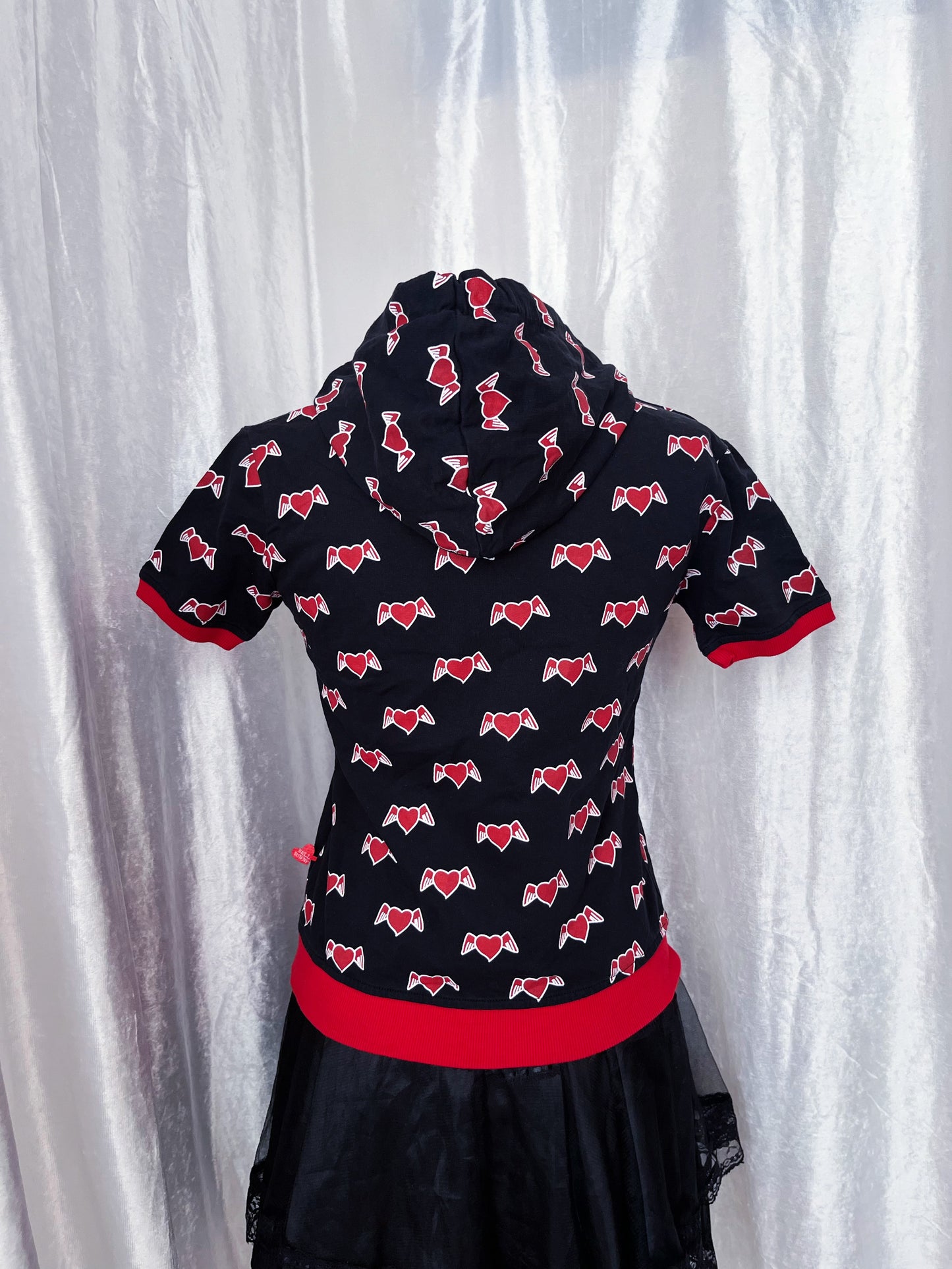 Iconic Hell Bunny heart print short-sleeved zip-up jacket 🐇😈