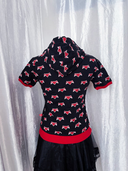 Iconic Hell Bunny heart print short-sleeved zip-up jacket 🐇😈