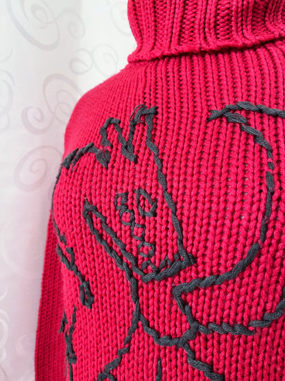 00’s X-Mail knit turtleneck sweater with dragon embroidery 🐉