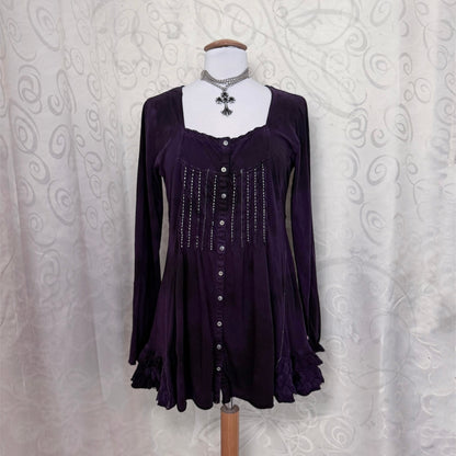 00’s Whimsygoth purple cotton button shirt 💜🌀