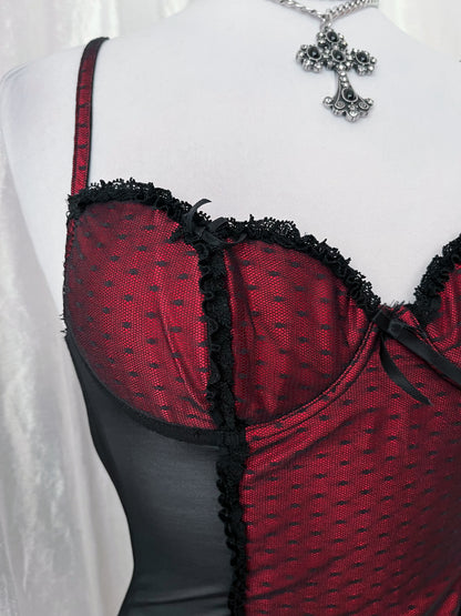 00’s vampire mesh corset top with garters 🩸