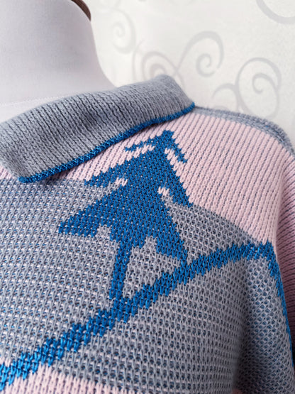 00’s cutecore striped wool sweater with embroidered Igloo detail 🐧❄️