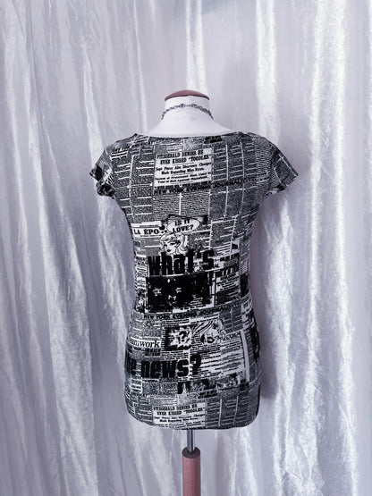 Fishbone newspaper print tee 📰