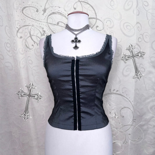Whimsy fairy vero moda dark silver corset top 📎🩶