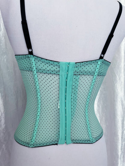 Iconic mint polka corset top with lace-up detail 🍵