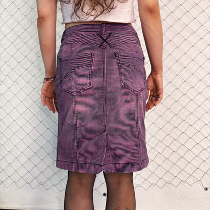 00’s emo striped pink denim skirt 💞