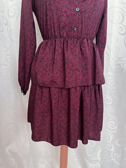 Gothic lolita / Jirai kei burgundy dress with leopard print ✝️