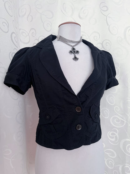 Dark Coquette short-sleeve cotton jacket with puffy sleeves 🗝️
