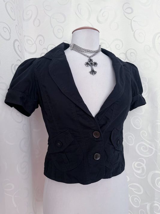 Dark Coquette short-sleeve cotton jacket with puffy sleeves 🗝️
