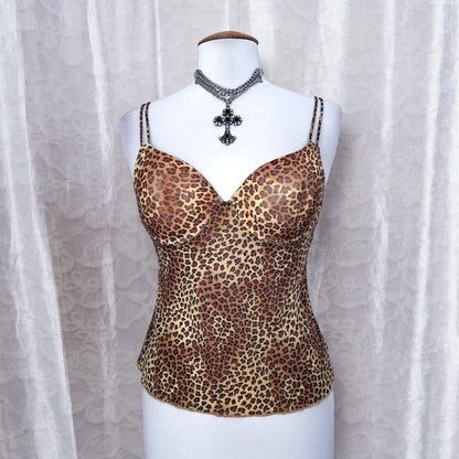 Punk style leopard print bustier top 🐆