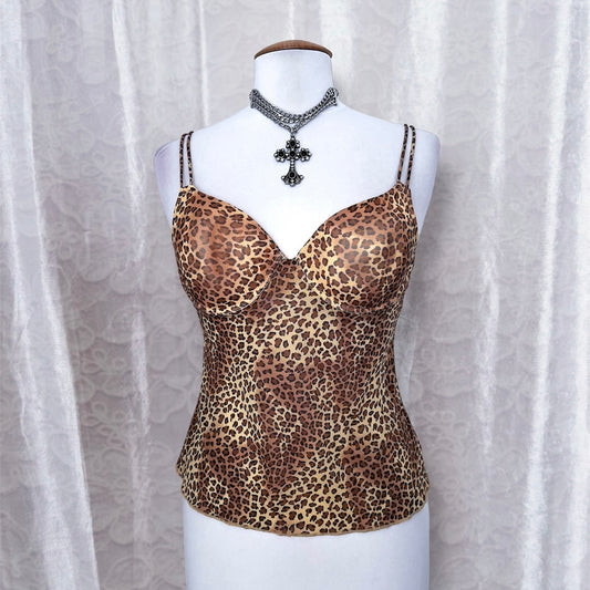 Punk style leopard print bustier top 🐆