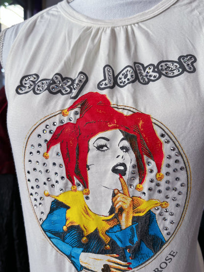00’s Denny Rose Sexy Joker cut-out top with sequin detail 🃏