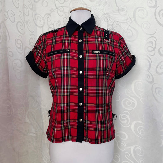 00’s Punk checked cotton shirt with zipper & hoops details 🎸