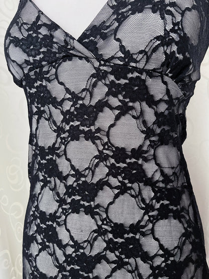 00’s deadstock whimsygoth lacey black dress 🕷️