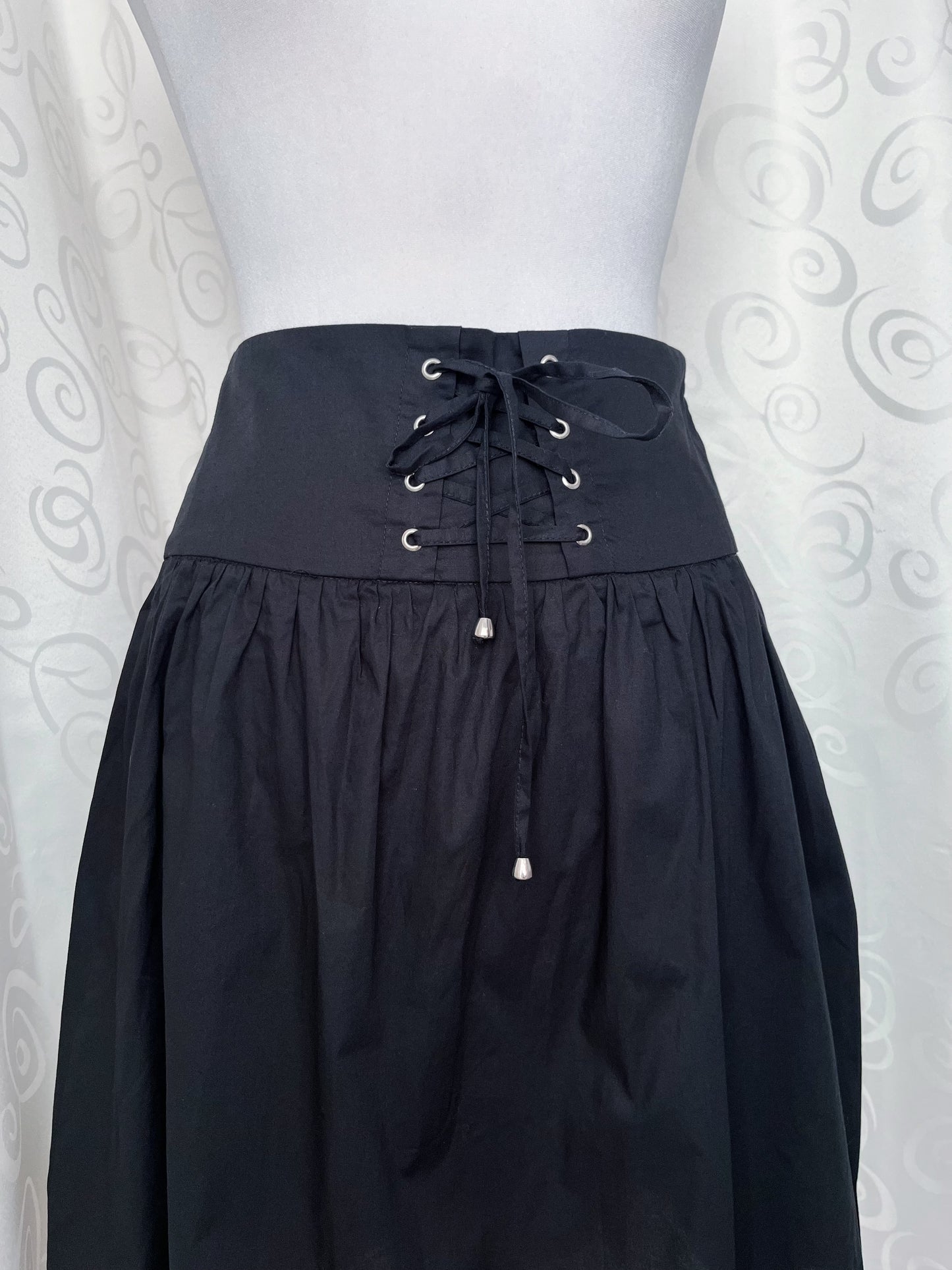 Gothic cotton lace-up midi skirt 🕷️🕸️