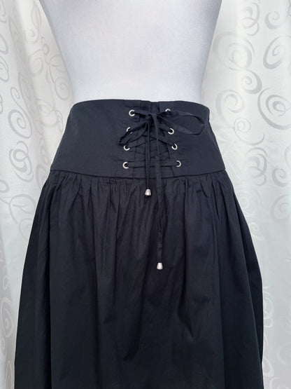 Gothic cotton lace-up midi skirt 🕷️🕸️