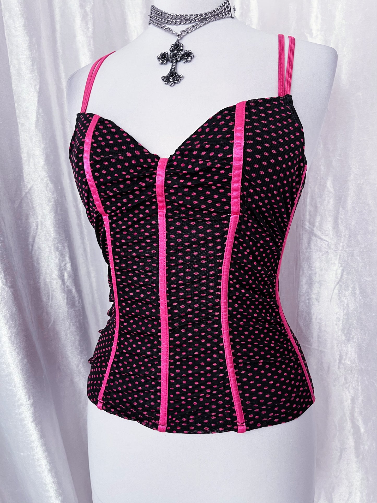 Y2K Victoria’s Secret Sexy little things mesh polka dot corset 🎀