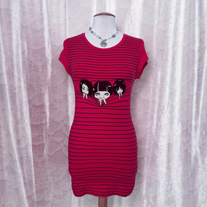 Emo/Scene Japanese girls tunic striped cotton tee 🎀