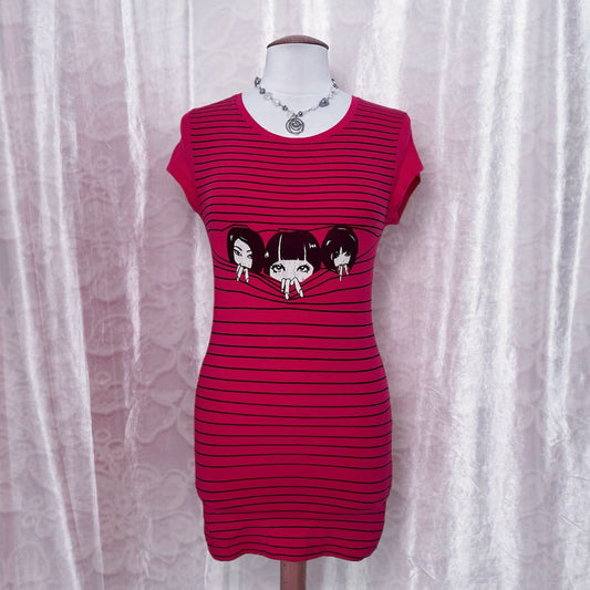 Emo/Scene Japanese girls tunic striped cotton tee 🎀
