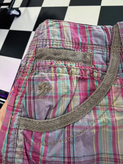 Espirit emo/scene pink checked cargo skirt 💕