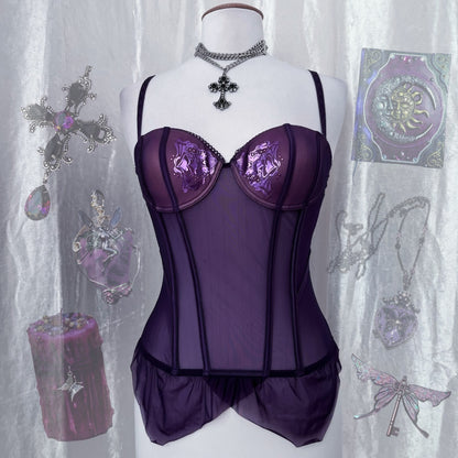 Whimsy fairy purple mesh corset top 💜