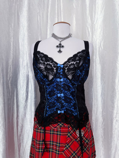Hot gothic lace blue corset top 🕸️