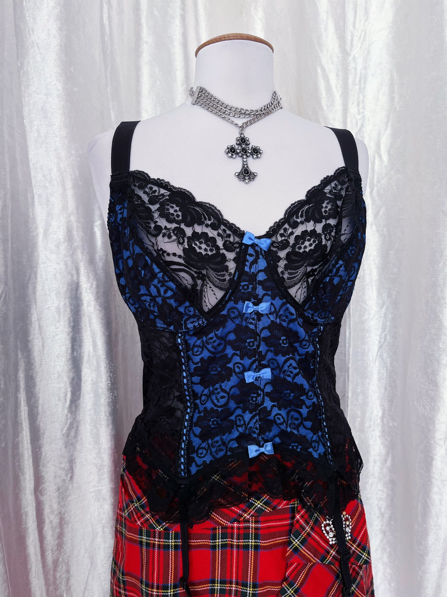 Hot gothic lace blue corset top 🕸️