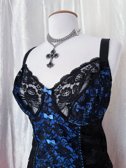 Hot gothic lace blue corset top 🕸️