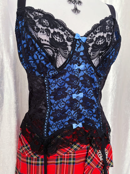 Hot gothic lace blue corset top 🕸️