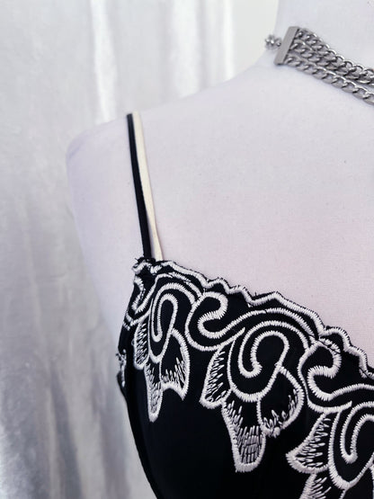 00’s dark fairy mesh corset with embroidered details