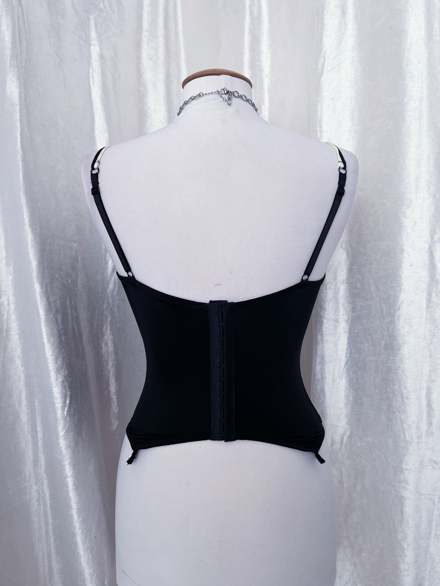 00’s dark fairy mesh corset with embroidered details