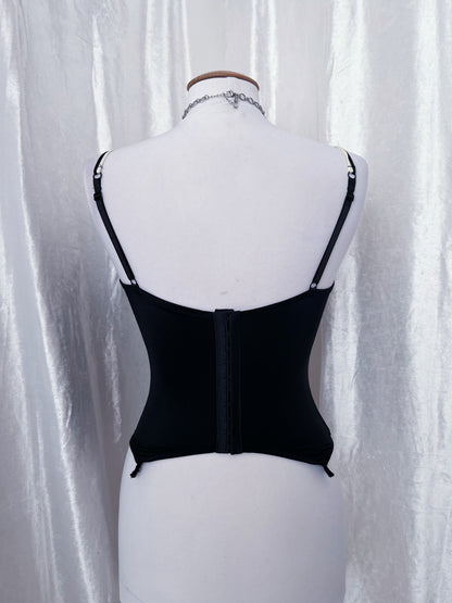 00’s dark fairy mesh corset with embroidered details