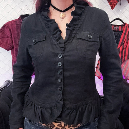 00’s Dark Coquette linen light jacket 🦇🗝️