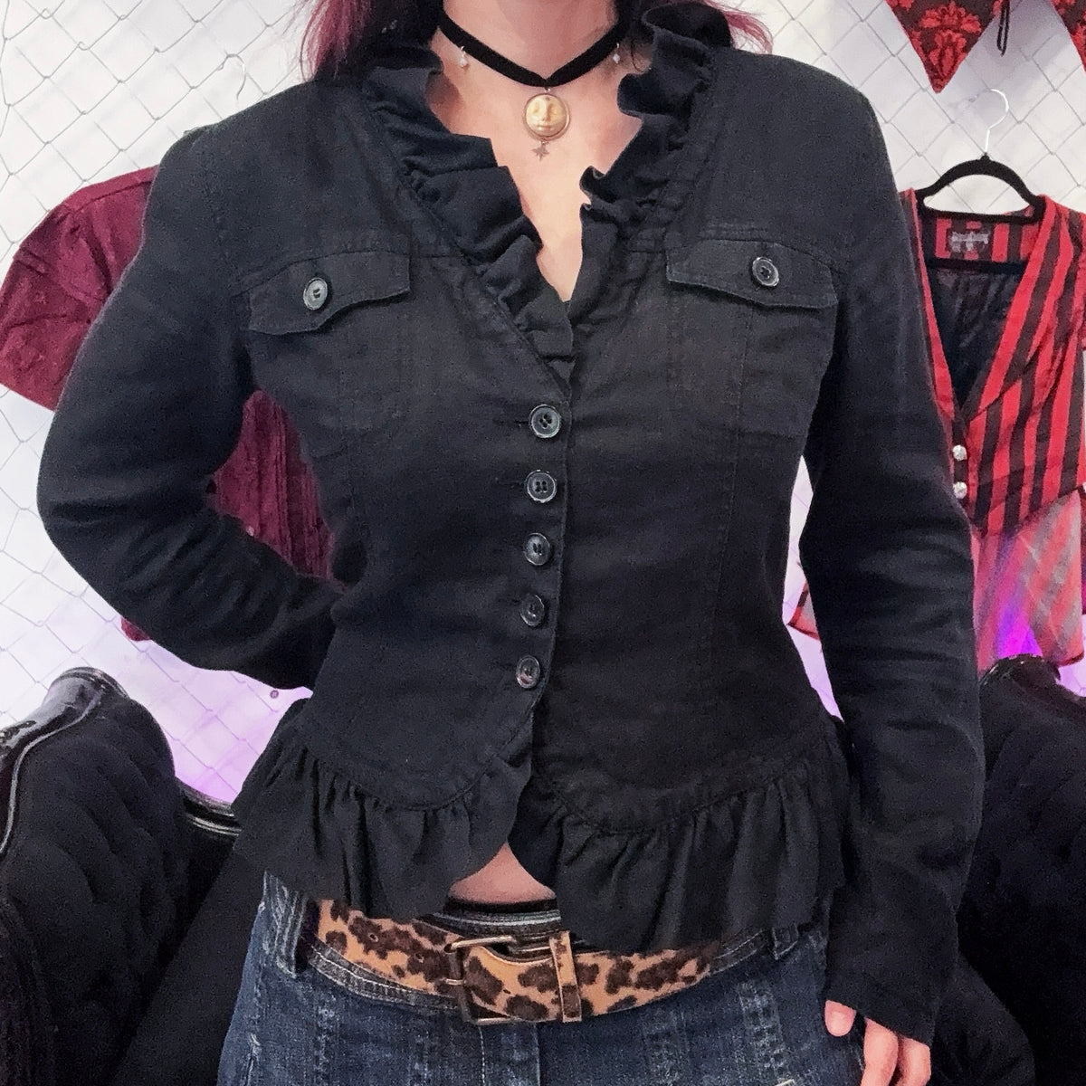 00’s Dark Coquette linen light jacket 🦇🗝️