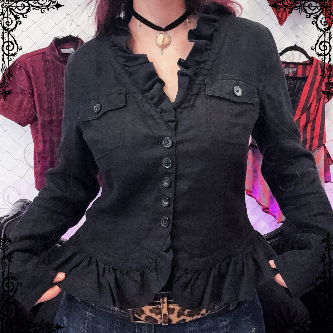 00’s Dark Coquette linen light jacket 🦇🗝️